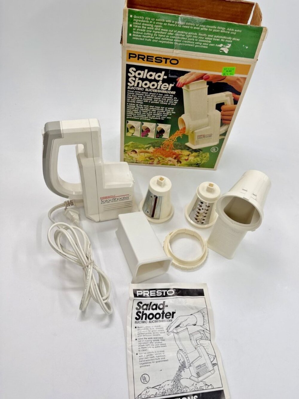 Vintage Presto Salad Shooter Electric Food Slicer Shredder 02910 Electric w/ Box